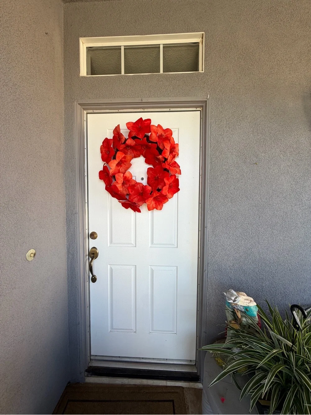 Red Floral Holiday Wreath “22 - Decorative Door Accent